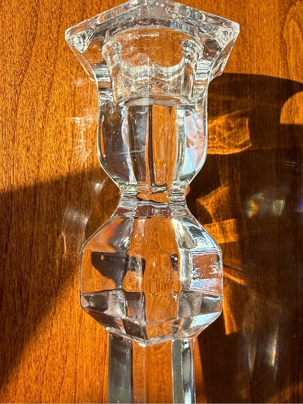 Vintage Val Saint Lambert Crystal Candlesticks Pair Gardenia Pattern Belgium
